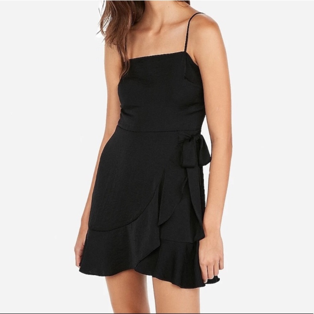 EXPRESS square neck ruffle mini dress